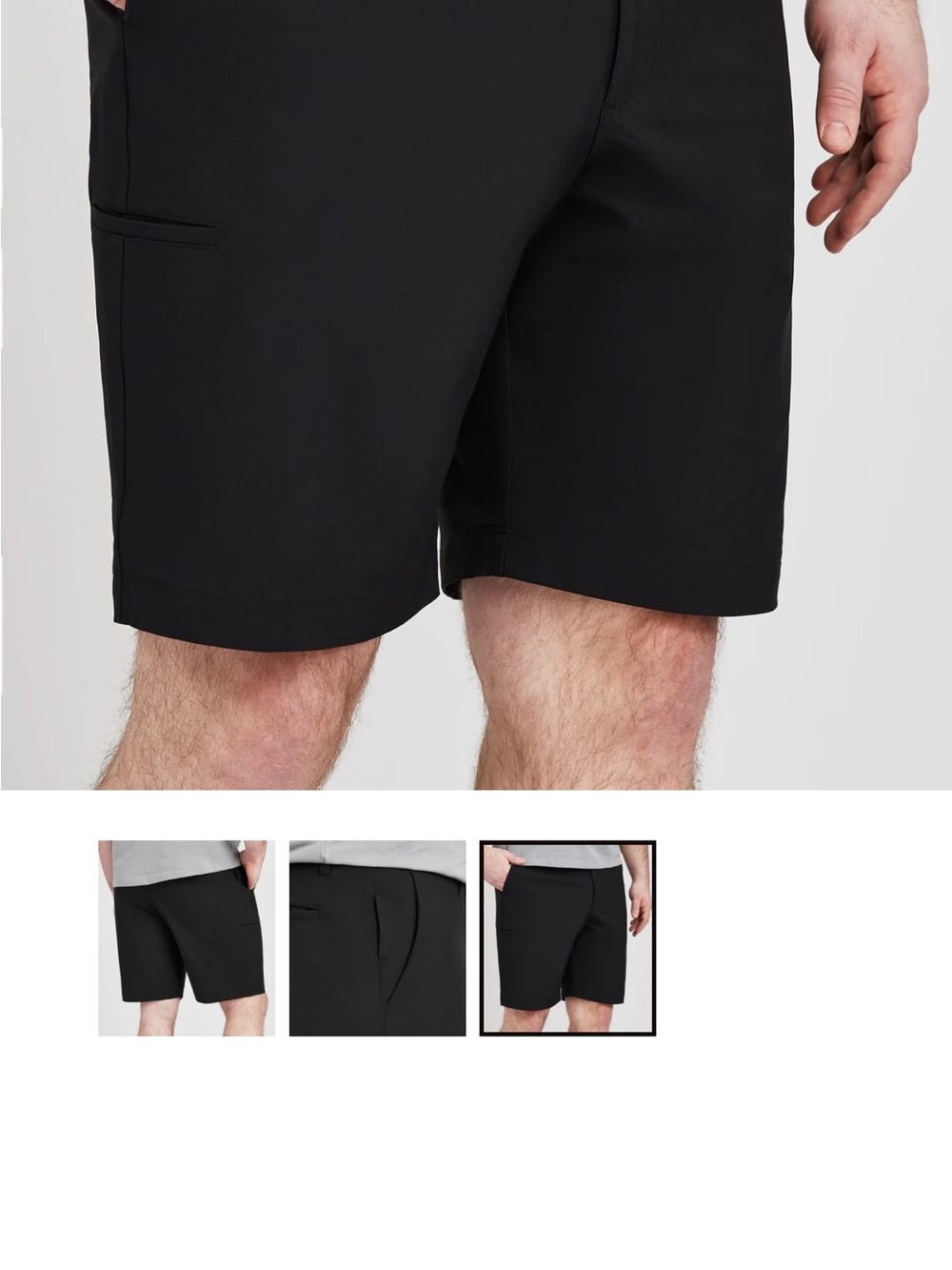Men's Black Flat-Front Performance Shorts